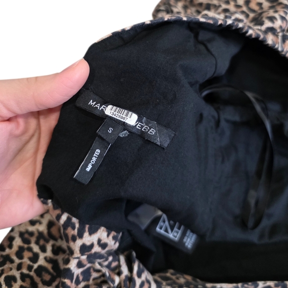 Marissa Webb Brown Leopard Cropped Open Back Puff Sleeve Printed Diane Top S - Picture 6 of 6